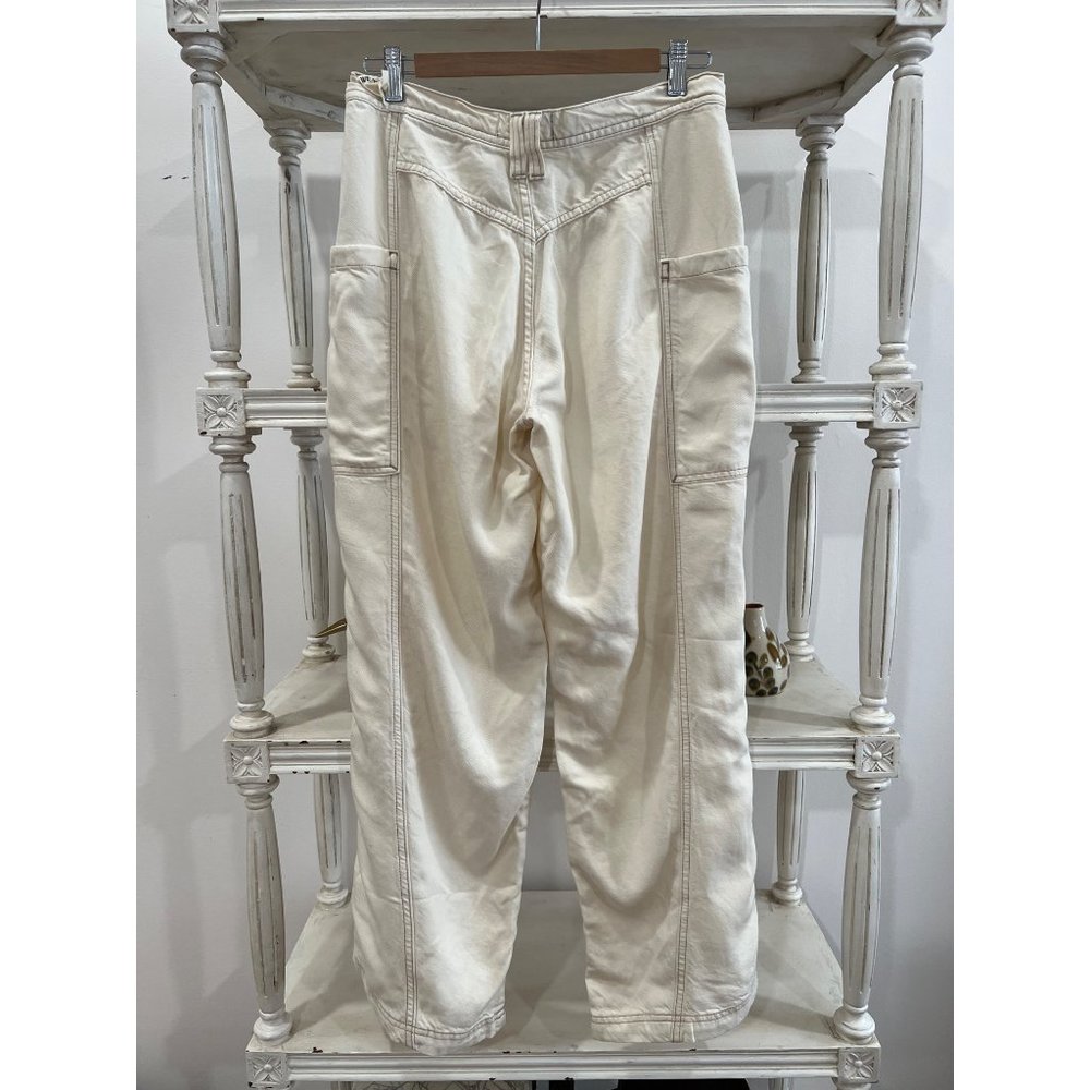 Free People Dunes Wide-Leg Jeans In Ivory Size 27 Retro Y2k Cargo Pants - Picture 5 of 5